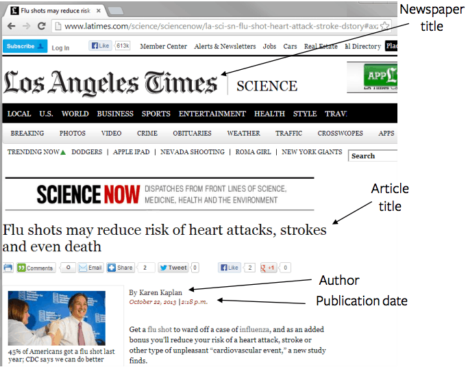 how to reference a newspaper in an assignment