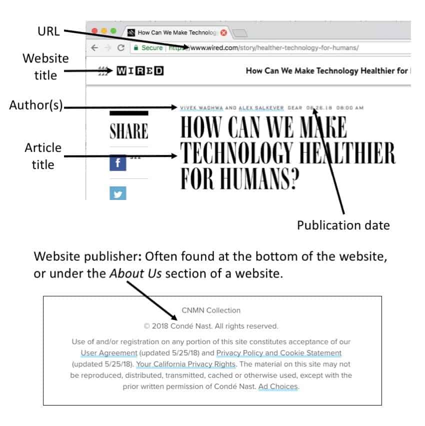how to cite a website in research paper