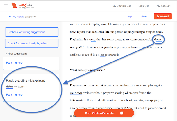Get Personalized Writing Suggestions With Easybib Plus