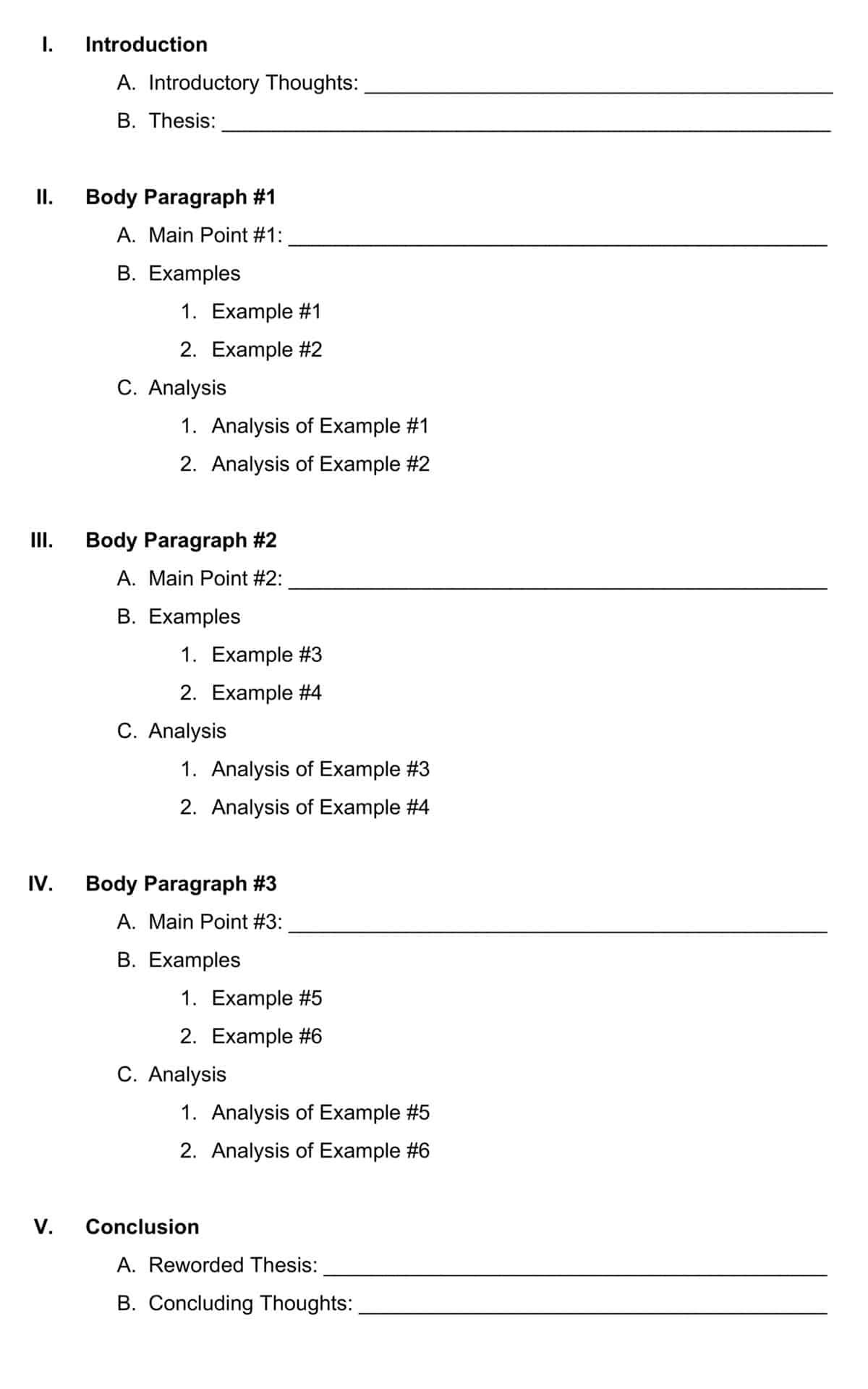 Paper outline example