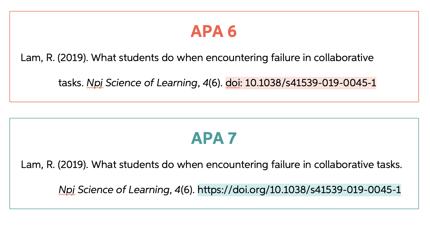 APA 6 vs 7 example with DOI