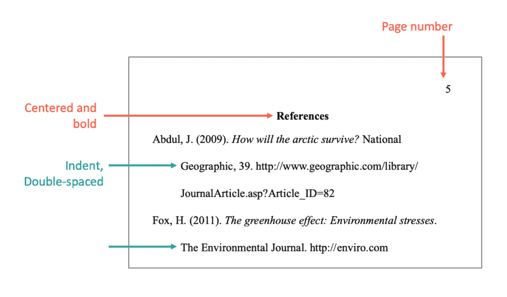 apa example student reference page