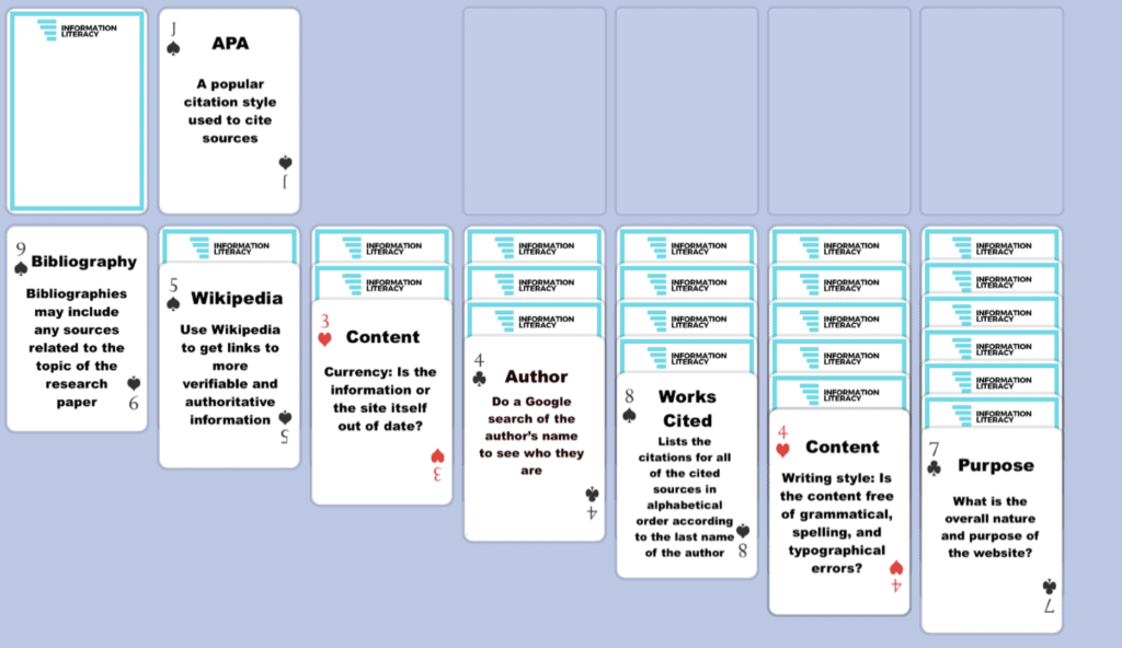 information literacy solitaire cards