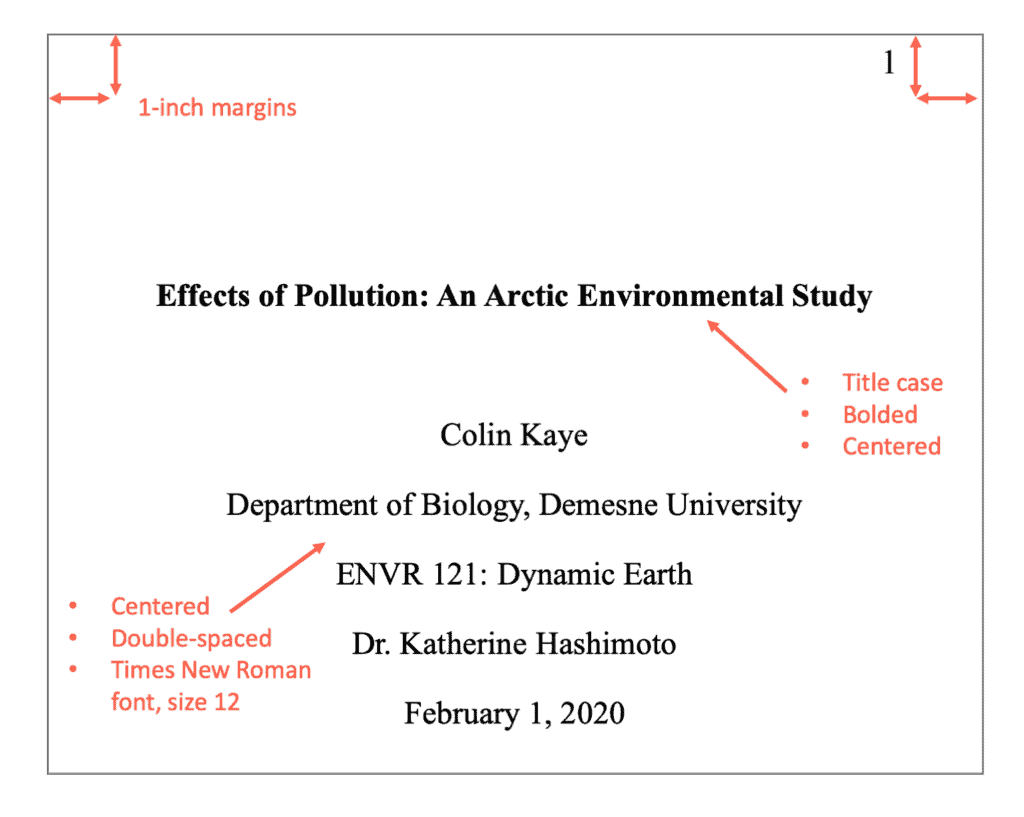 apa format essay first page