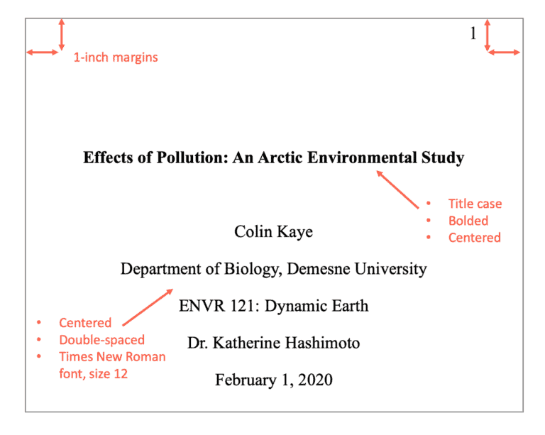 page number of research paper