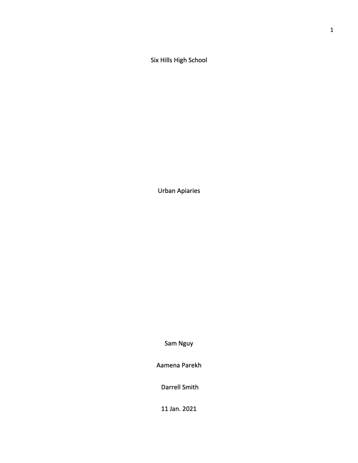 title page in a research paper